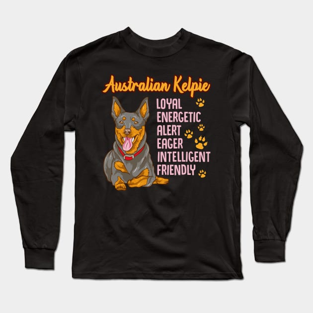 Cute Australian Kelpie Loyal & Friendly Dog Long Sleeve T-Shirt by theperfectpresents